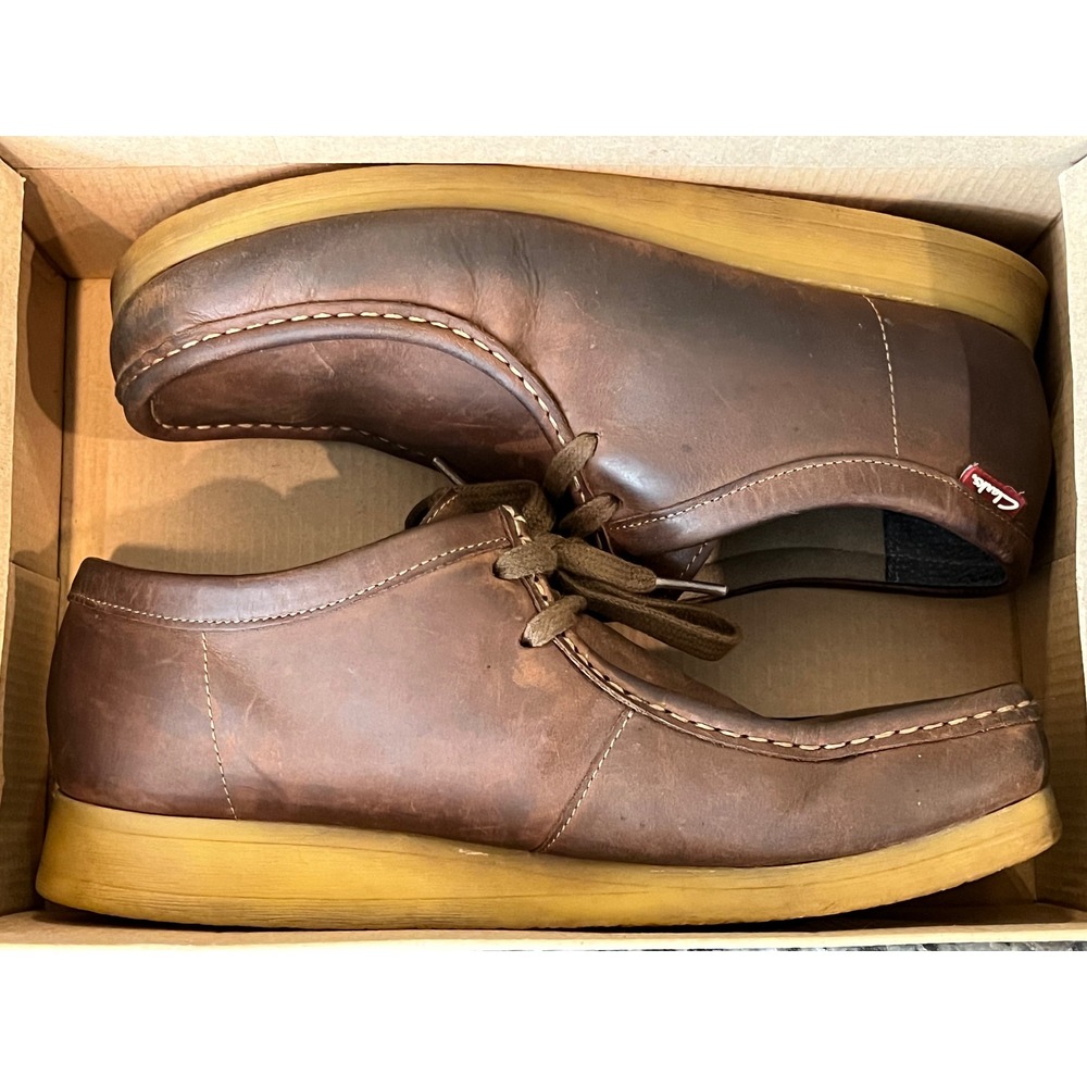 Clarks Stinson Lo Mens 9.5 Beeswax Leather Moc Toe Oxford Shoes 26066018 Brown - Picture 7 of 10